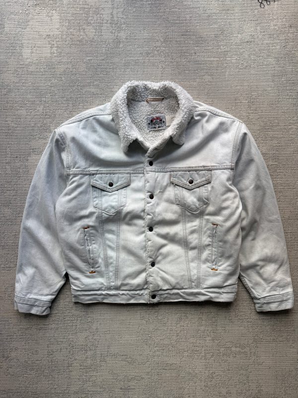 Vintage 90s Levi’s Sherpa-Lined Denim Trucker Jacket – Light Wash (L)