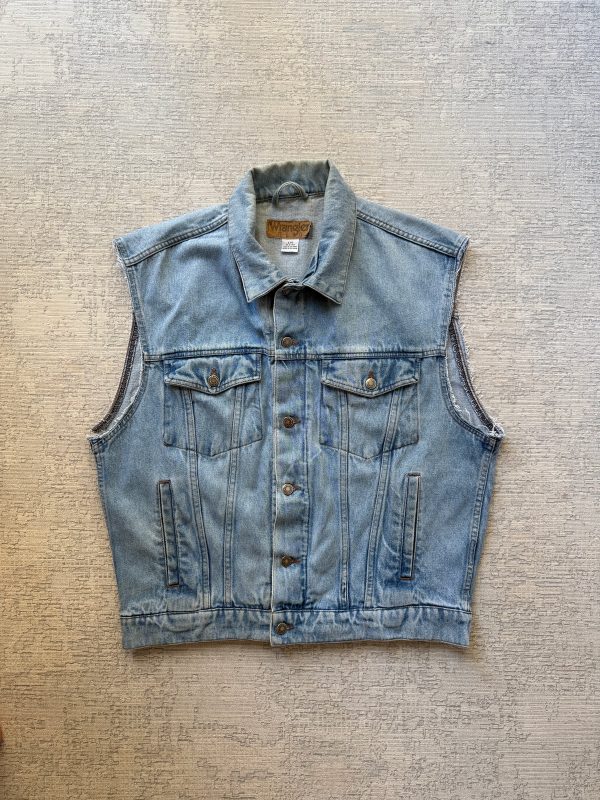 Vintage Wrangler HERO Cut-Off Denim Vest – Light Wash (L)