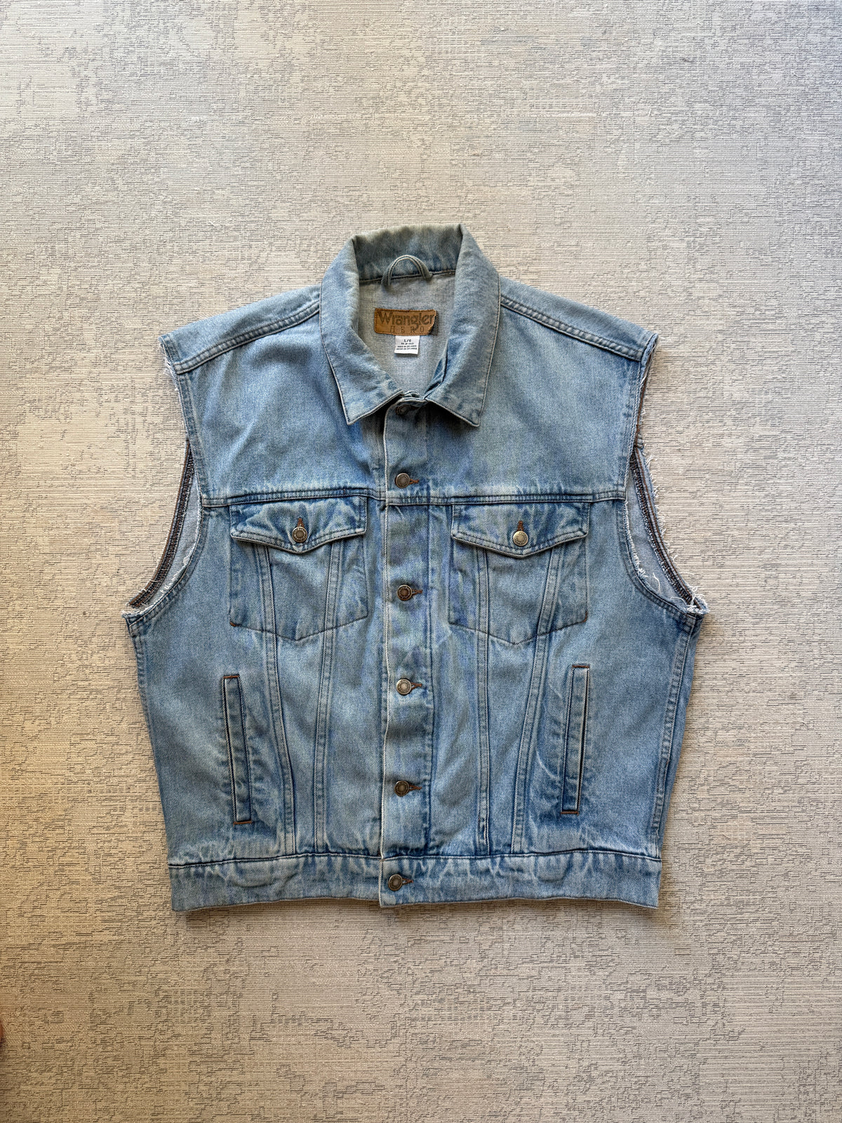 Vintage Wrangler HERO Cut-Off Denim Vest – Light Wash (L)