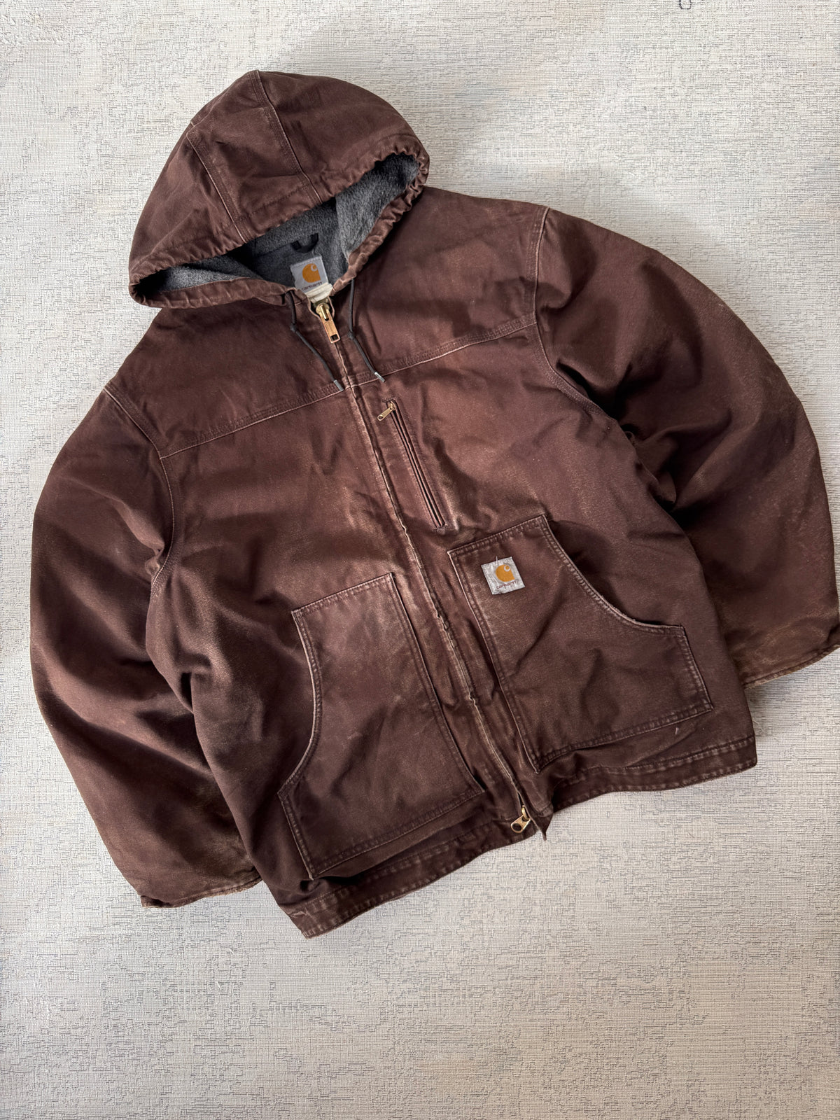 Carhartt Arctic Dark Brown Heavy Canvas Hooded Jacket (XL)